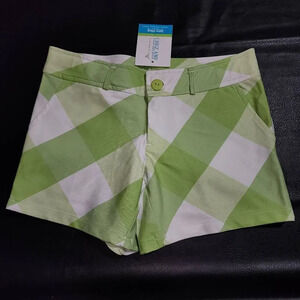NWT Chez Ami Patsy Aiken Girls Lime White Check Alexa Shorts 10 New‎
